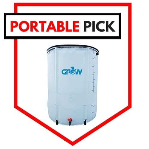 Grow1 Portable Rain Barrel 132 Gallons for Prepping Survival and Emergency Water Storage