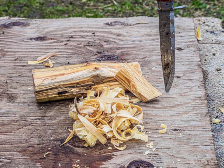 fatwood shaved with morakniv knife