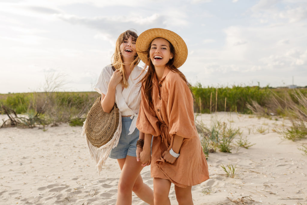 Sun hats and loose clothing are ideal for warm weather wear.