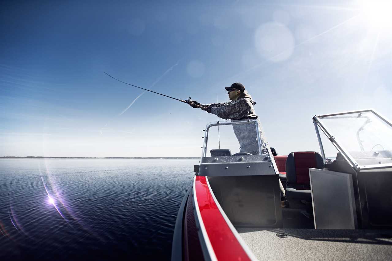 Angler casts from his boat