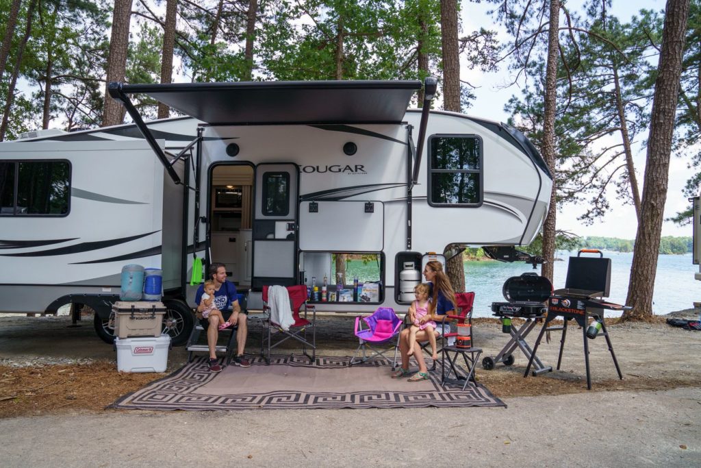 Family Time in Front of Cargo RV