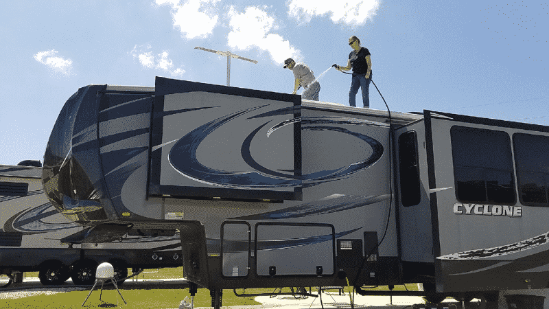 Proper care of your RV roof includes gentle cleaning a couple of times a year.