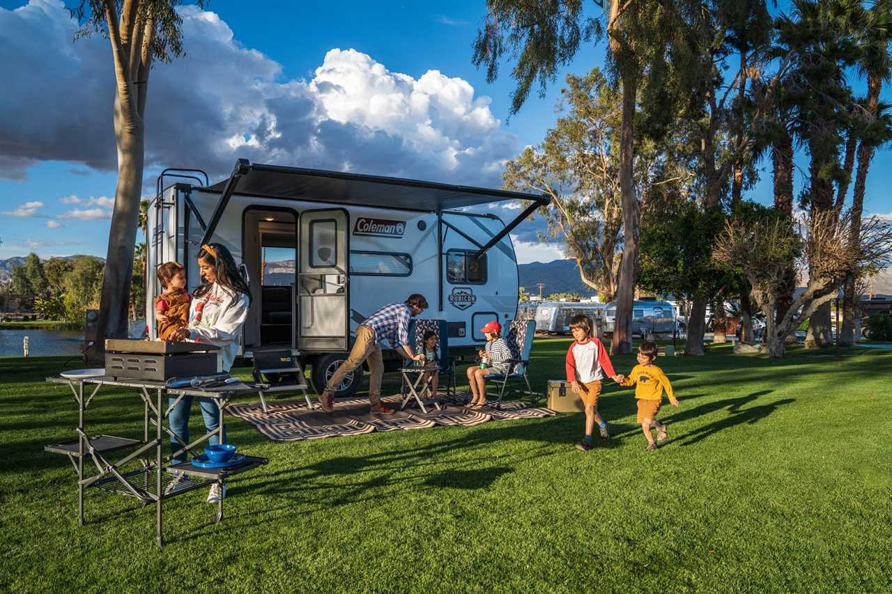 family at beautiful campground