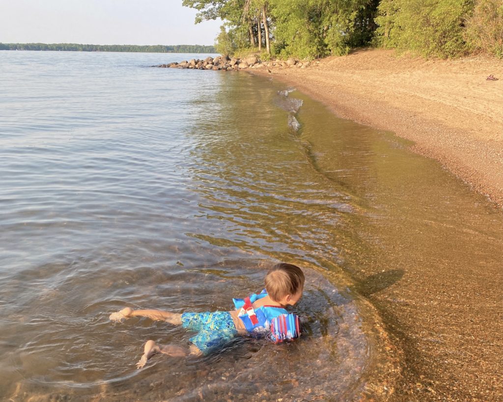 Lake Camping in a Kids Life Jacket