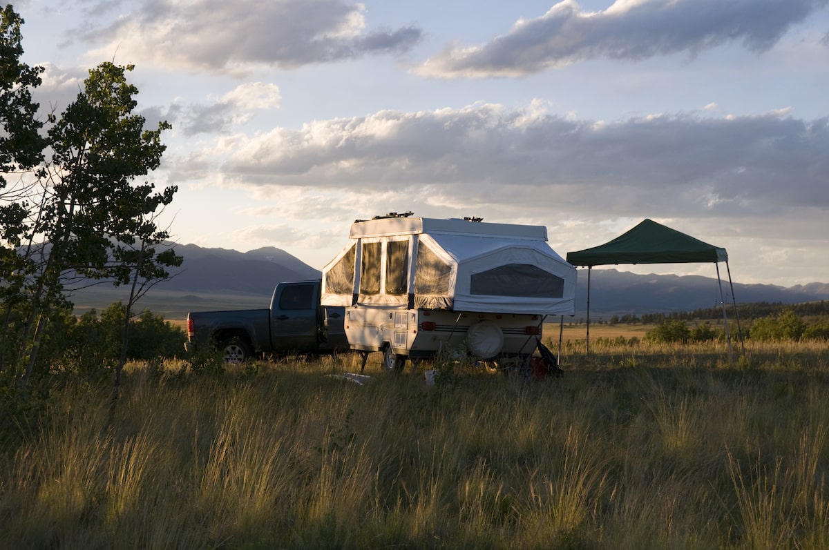 Pop Up Camper in Mountains