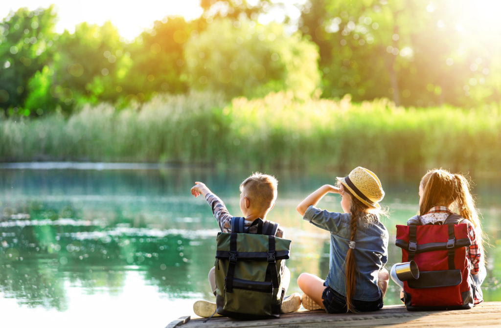 Kids Camping at Lake