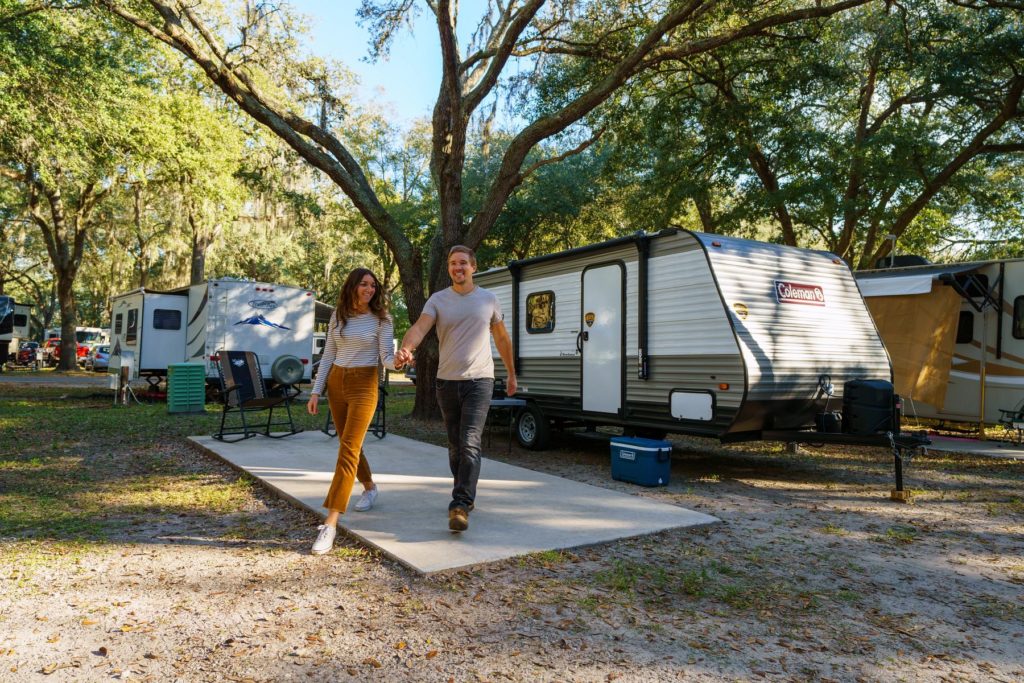 Chase & Lindsay at Campsite with Travel Trailer