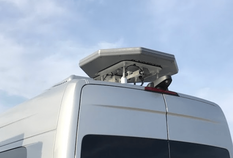 Kymeta antenna on back of RV