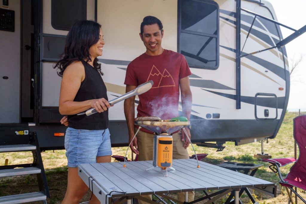 Cooking on Folding Camping Table