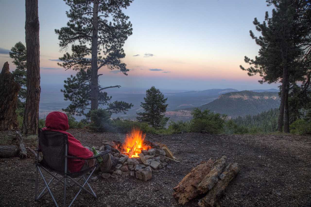 A campfire brings warmth to a camper overlooking Grand Canyon National Park from Kaibab National Forest, Arizona (A campfire brings warmth to a camper overlooking Grand Canyon National Park from Kaibab National Forest, Arizona, ASCII, 113 components,