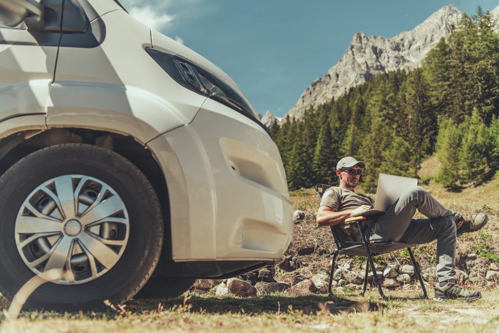 Working Remotely on laptop While Camping in RV Van