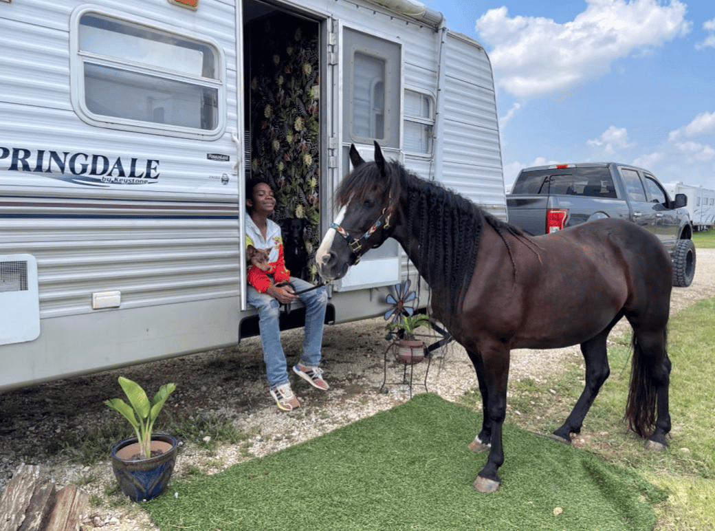 horse. camping in an RV