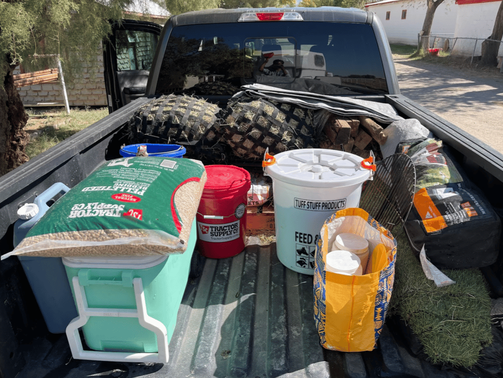 horse campng supplies in truck