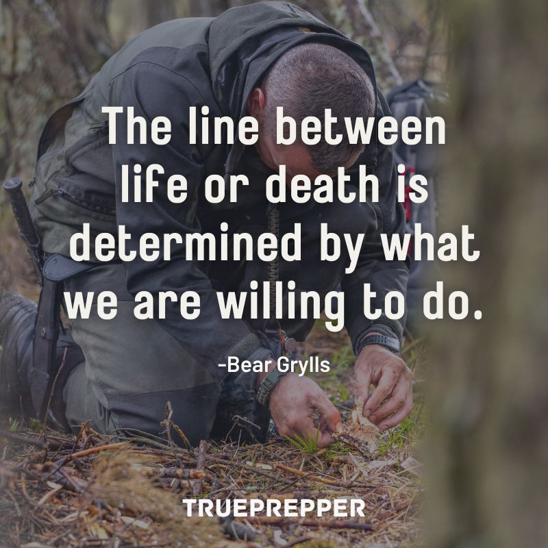 The line between life or death is determined by what we are willing to do. - Bear Grylls