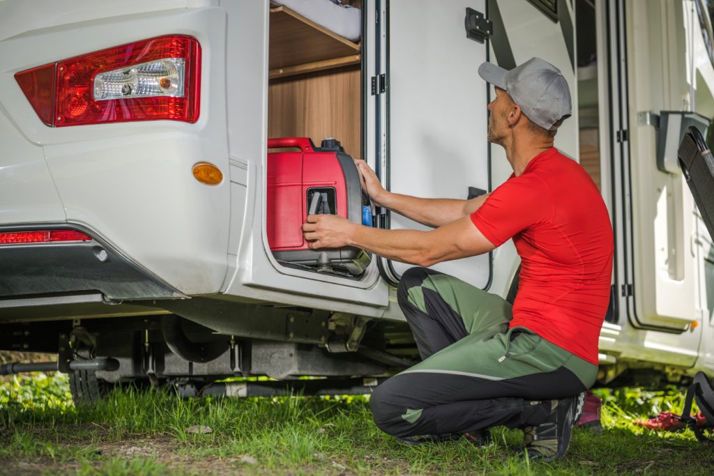 Portable Gas Generator in RV Storage