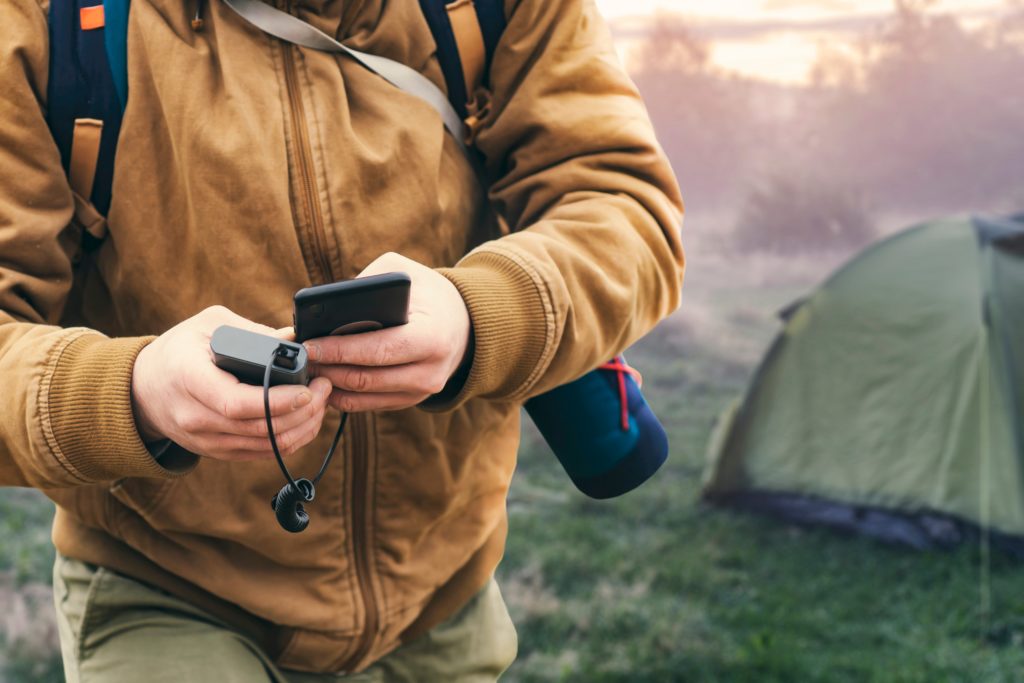 Camper Charges Smartphone