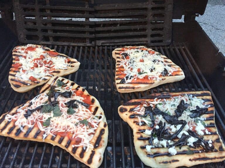 black trumpet mushrooms on grilled pizza