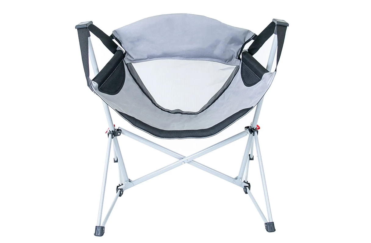 Gray swinging chair on white background.