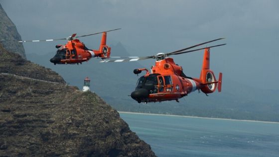 Search and Rescue Helicopters looking for a signal mirror flash