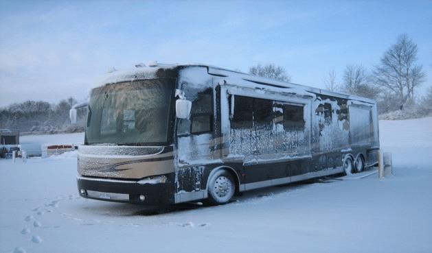 RV in snow field