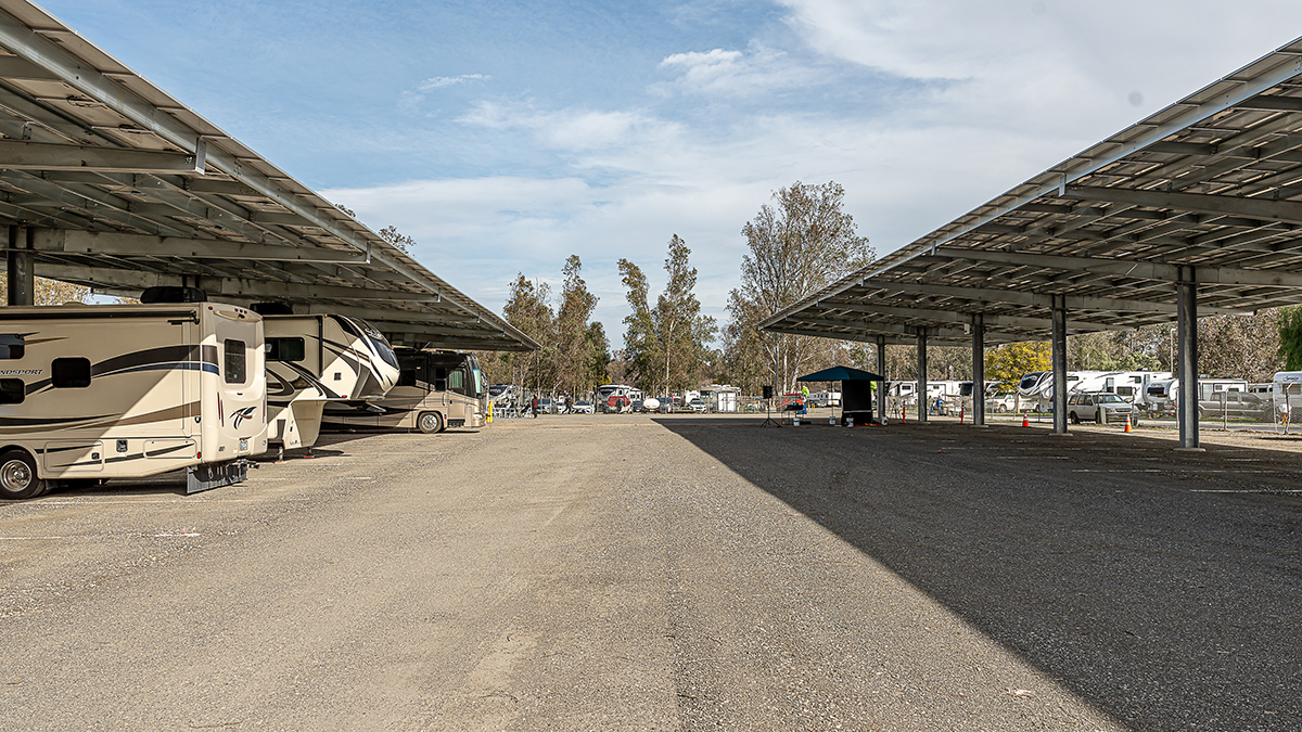 Ground level view of RV storage area