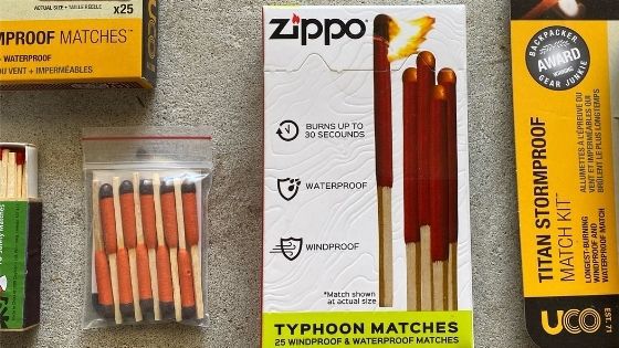 Stormproof matches packaging