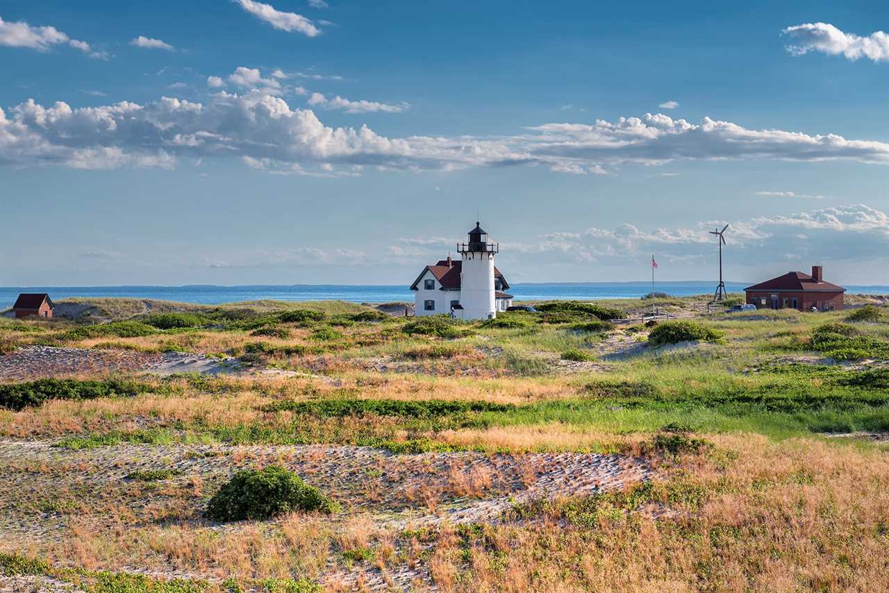 Lighthouse against blue horizon