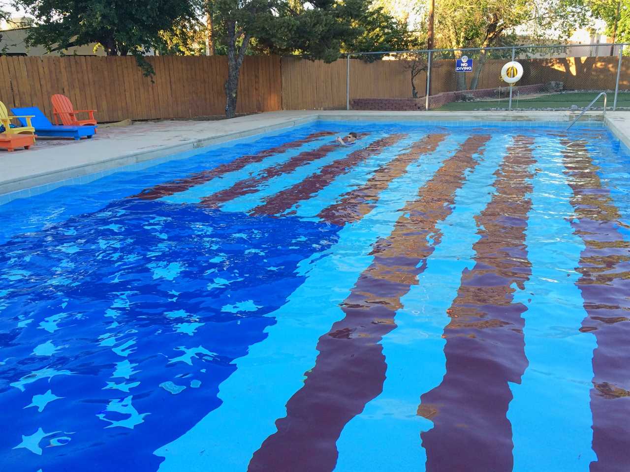 Pool with an American flag bottom