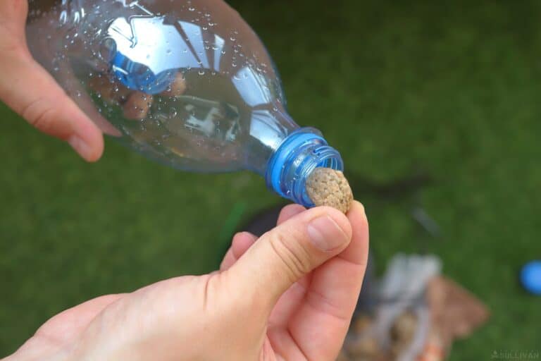 adding pebble into the crayfish trap