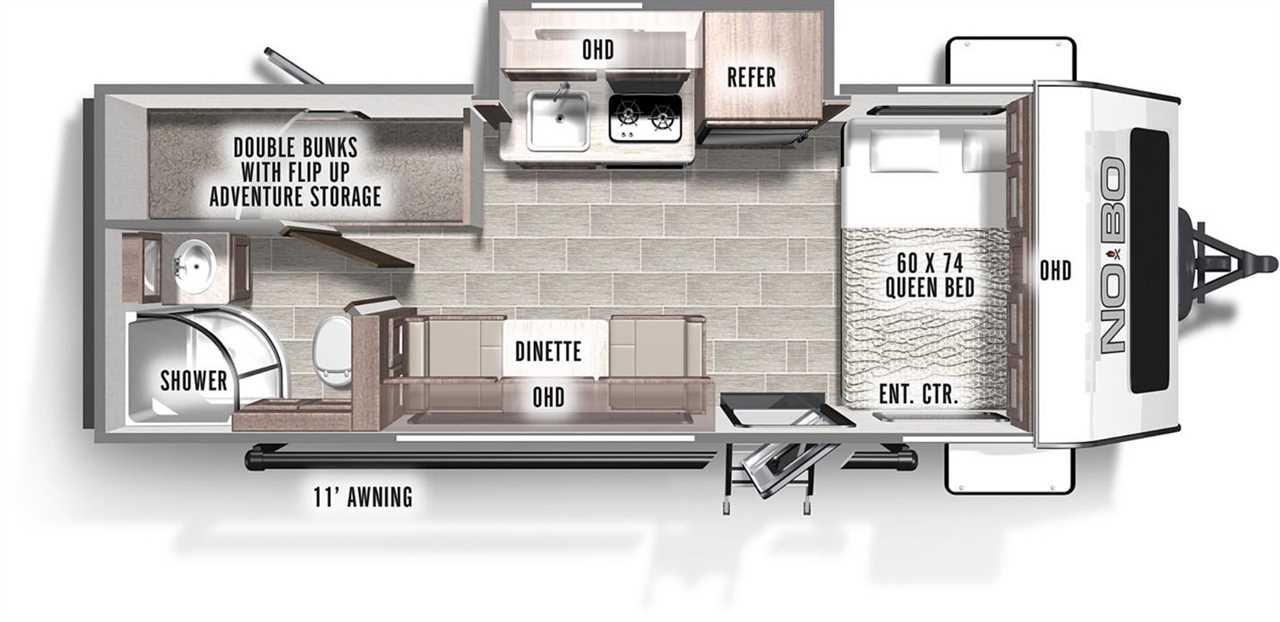 Floorplan of Forest River No Boundaries pull-behind camper