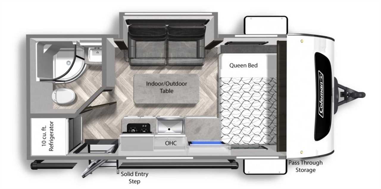 Floorplan of Coleman Rubicon 1608RB camper