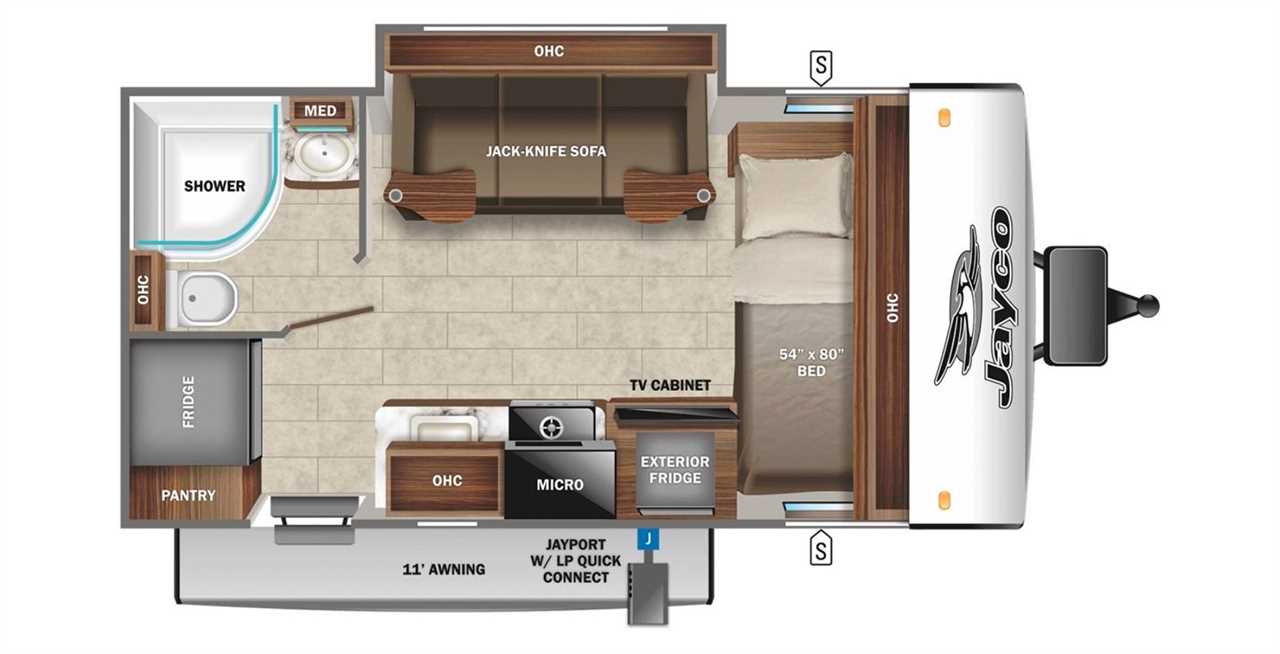 Floorplan of Jayco Jay Feather Micro 166FBS