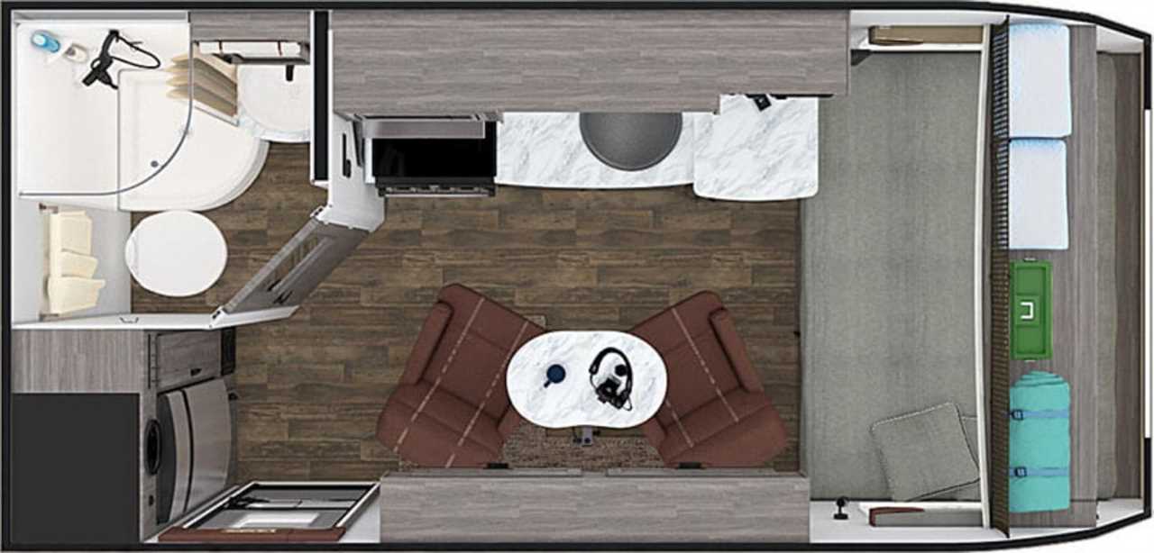 Floorplan of the Lance RV Lance 1475 pull-behind camper