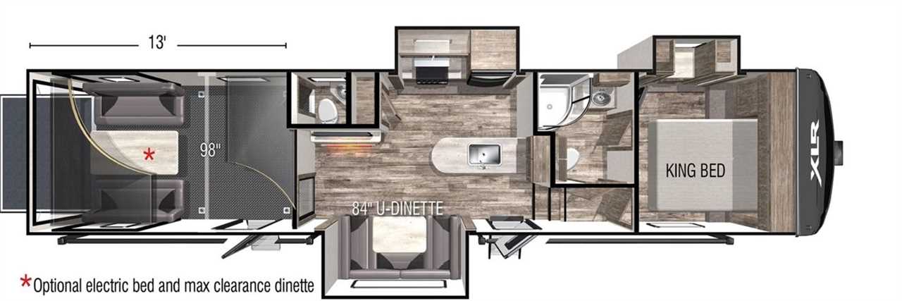 Floorplan for the Forest River XLR Boost toy hauler