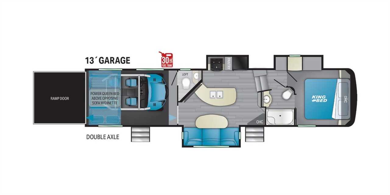 Floorplan for Heartland Fuel 357 toy hauler