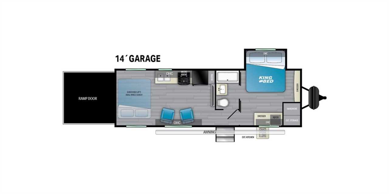 Floorplan of the Heartland Fuel 260 toy hauler