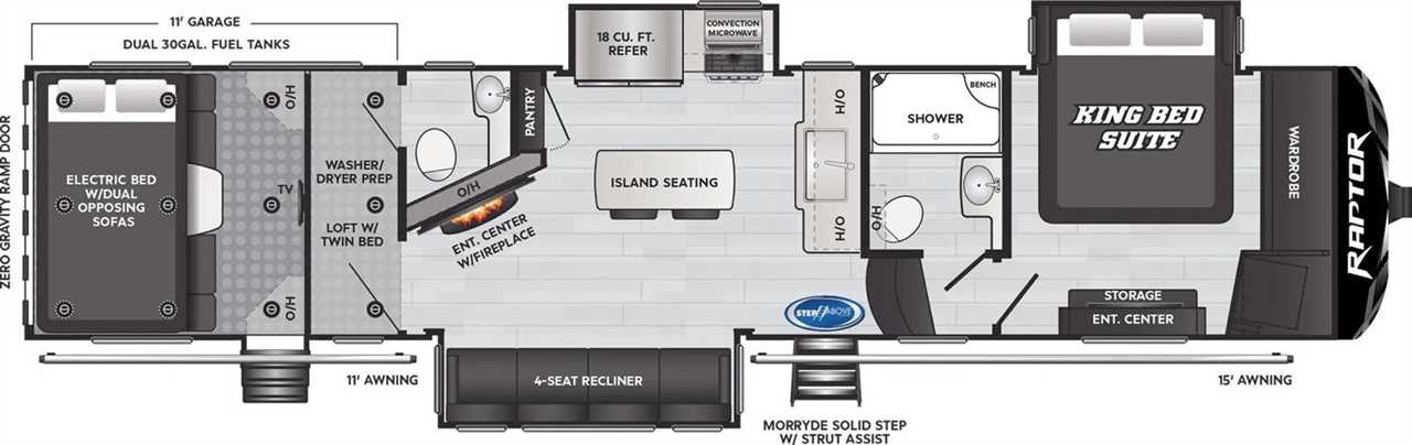 Floorplan of Keystone Raptor toy hauler