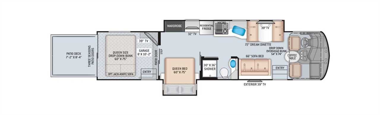 Floorplan of Thor Outlaw 38MB toy hauler