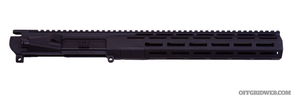 Studio photo of an AR upper receiver.