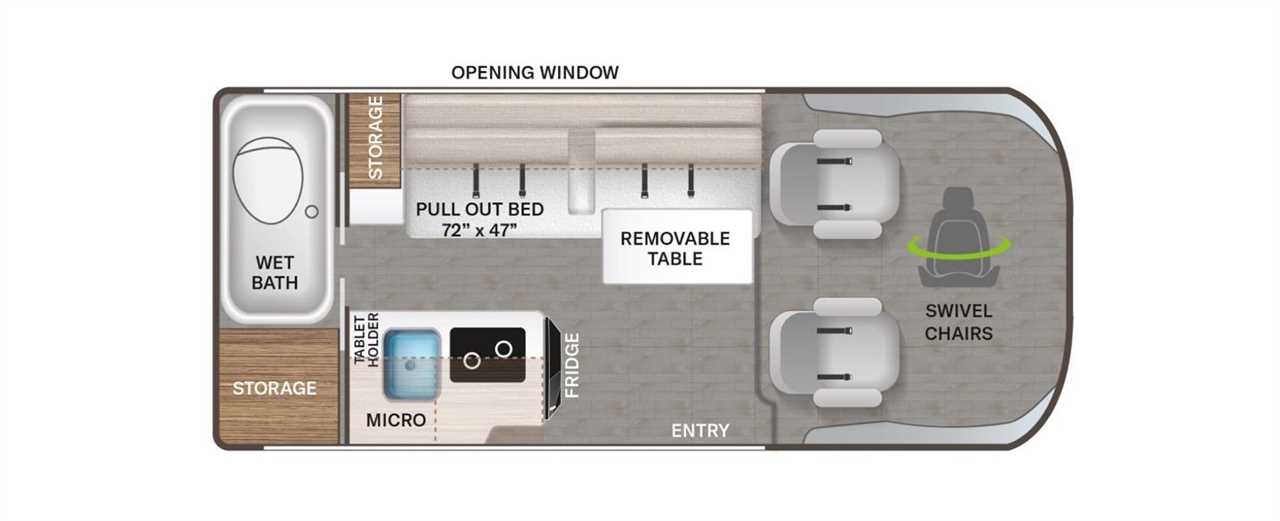 Floorplan of the Thor Scope 18M Class B RV