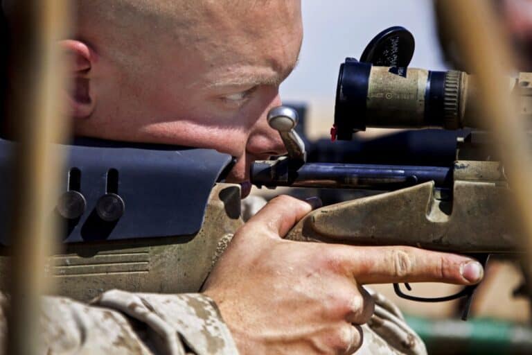 military sniper in position