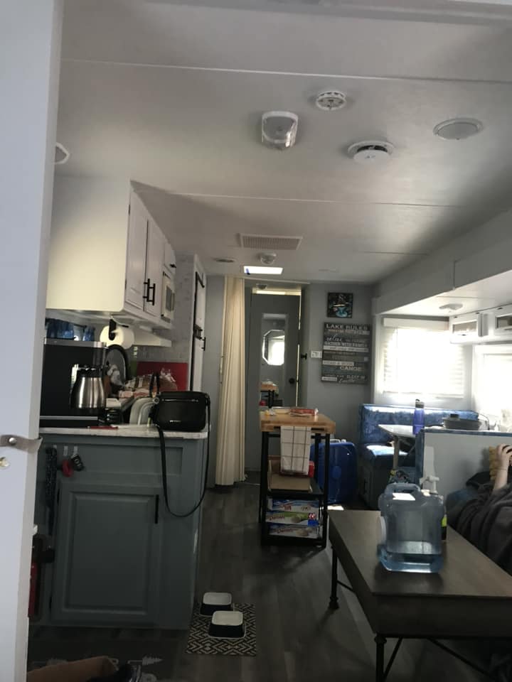 White and gray RV interior painting