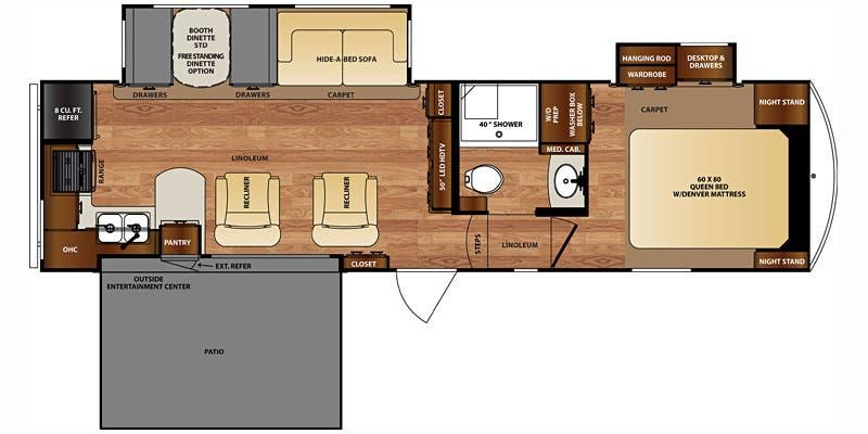 Floor plan for the 2017 FOREST RIVER WILDCAT 29RKP