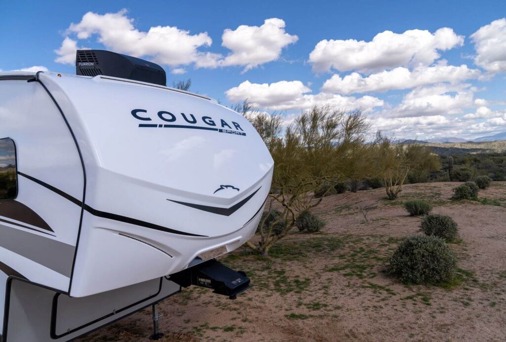 Front cap of a Keystone Cougar Sport 5th Wheel RV