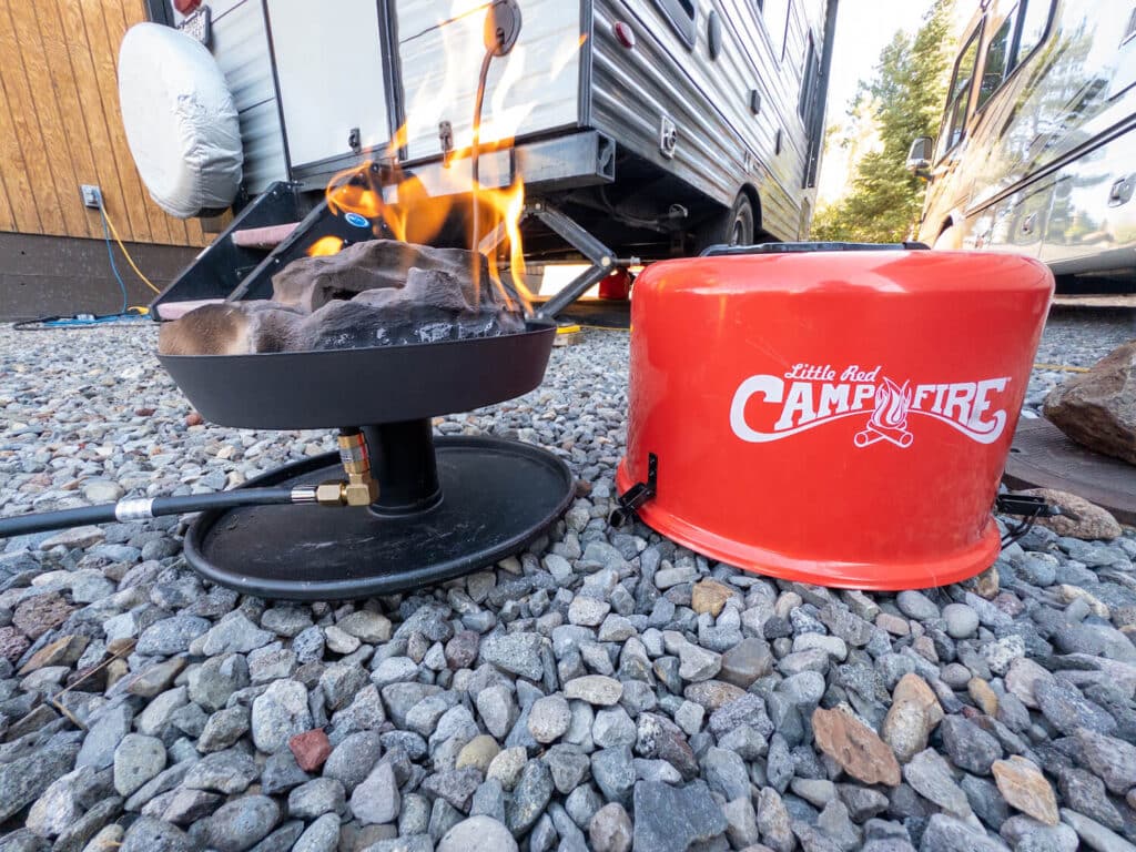 Camco Firepit with Lid to the Right