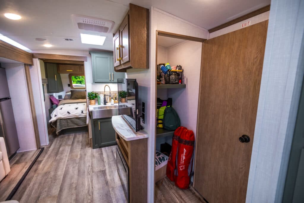 Interior closet in Eddie Bauer RV