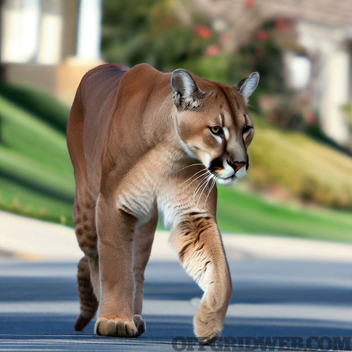 Photo of a mountain lion roaming the suburbs.