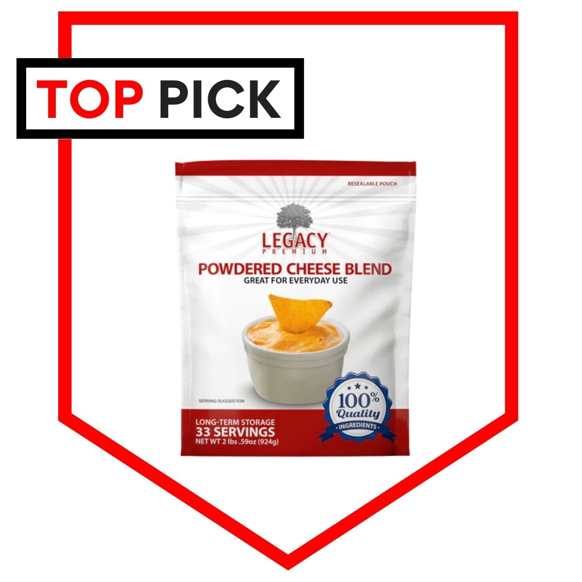 Legacy Food Storage Powdered Cheese Blend as our reviewed top pick.