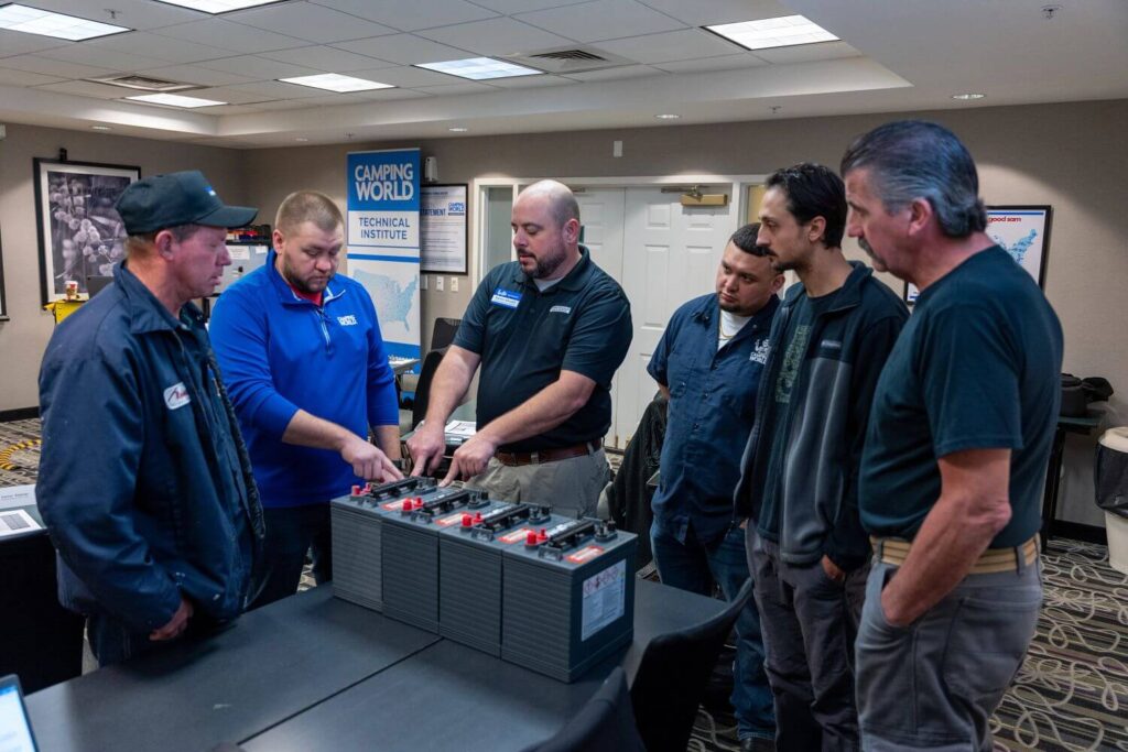 RV service technicians in the classroom