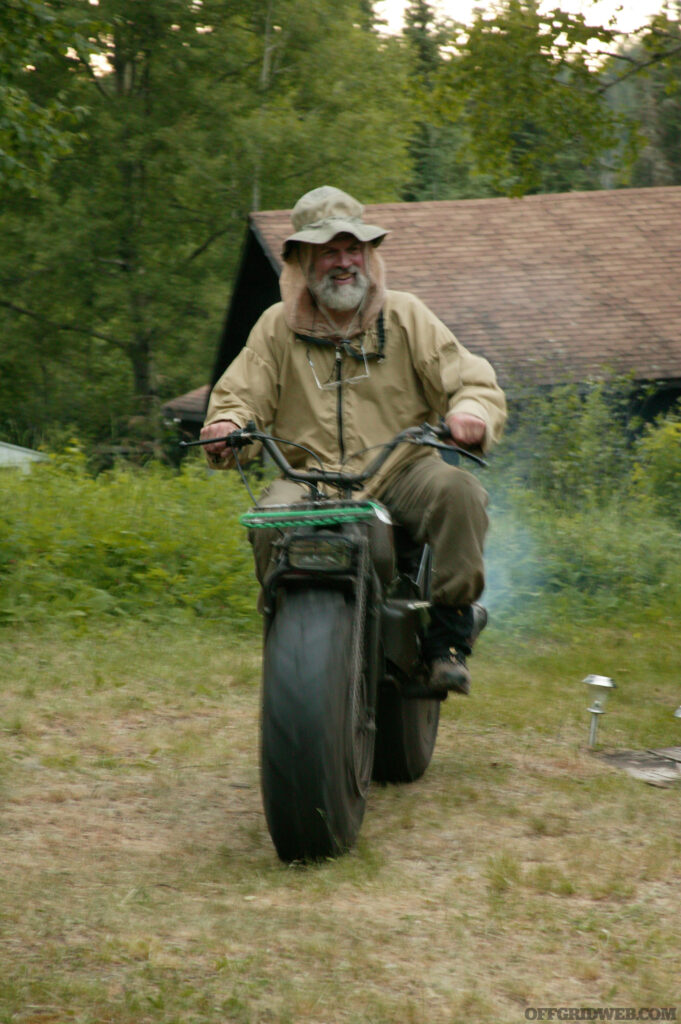 Michael Neiger on a backcountry motor bike.